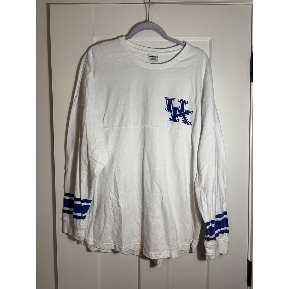 White Long Sleeve Pressbox Kentucky‎ Wildcats Spirt Jersey Size Large
